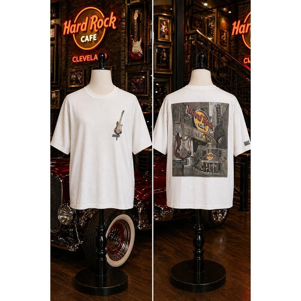Vintage Hard Rock Cafe Cleveland USA Tee Large White Double Sided